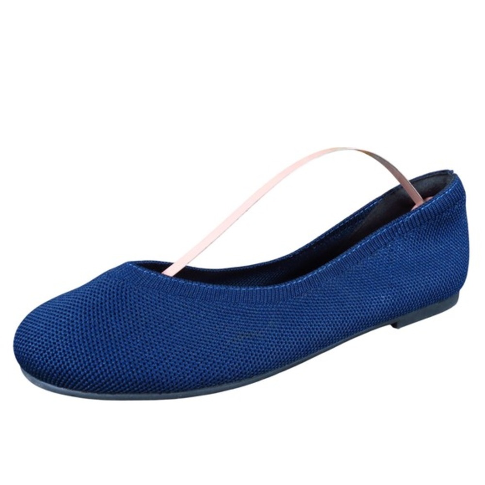 Ataiwee Women's‎ Knit Ballet Flats Size 6.5 Wide Navy Blue Comfort Slip-On